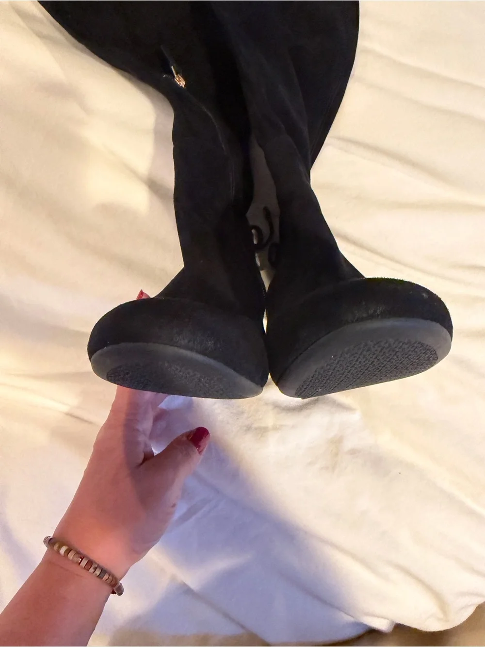 Tory Burch Black Suede Over-the-Knee Block Heel Boots
